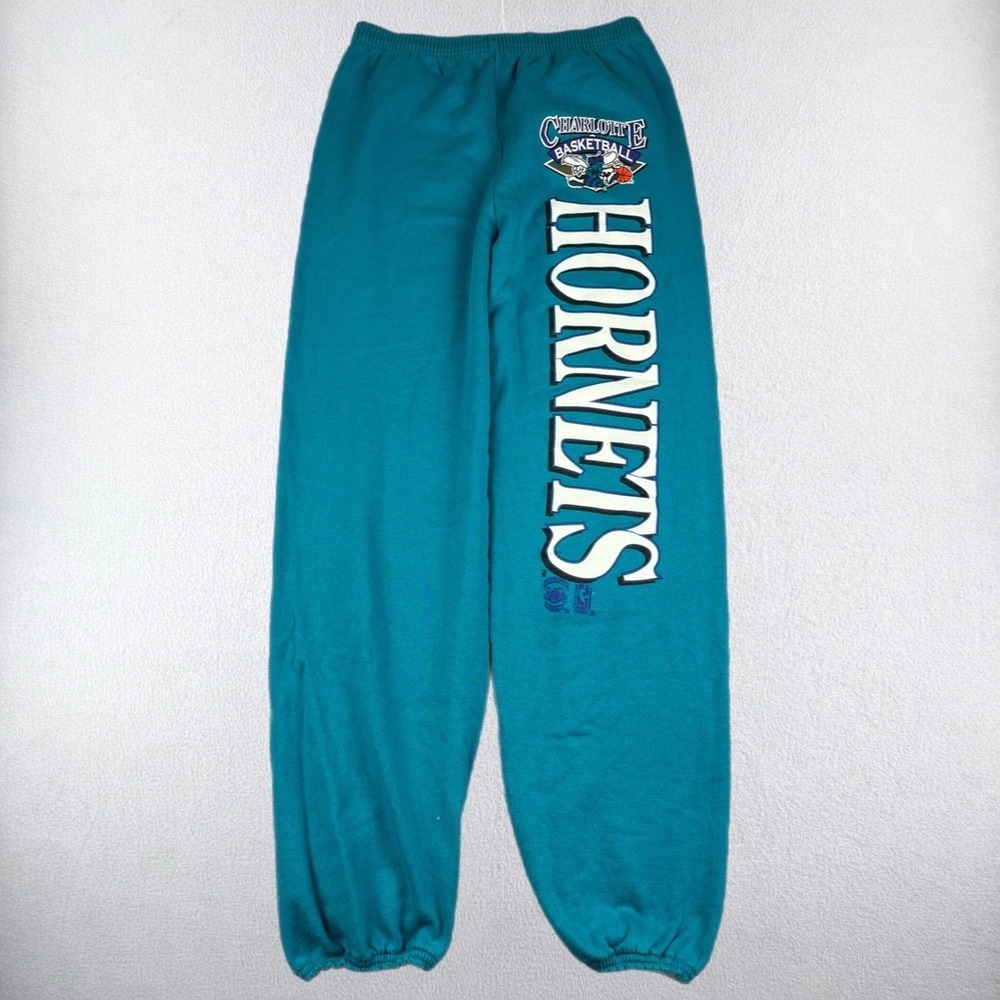 VTG Charlotte Hornets Sweatpants Mens XL Trench Teal NBA Basketball Graphic